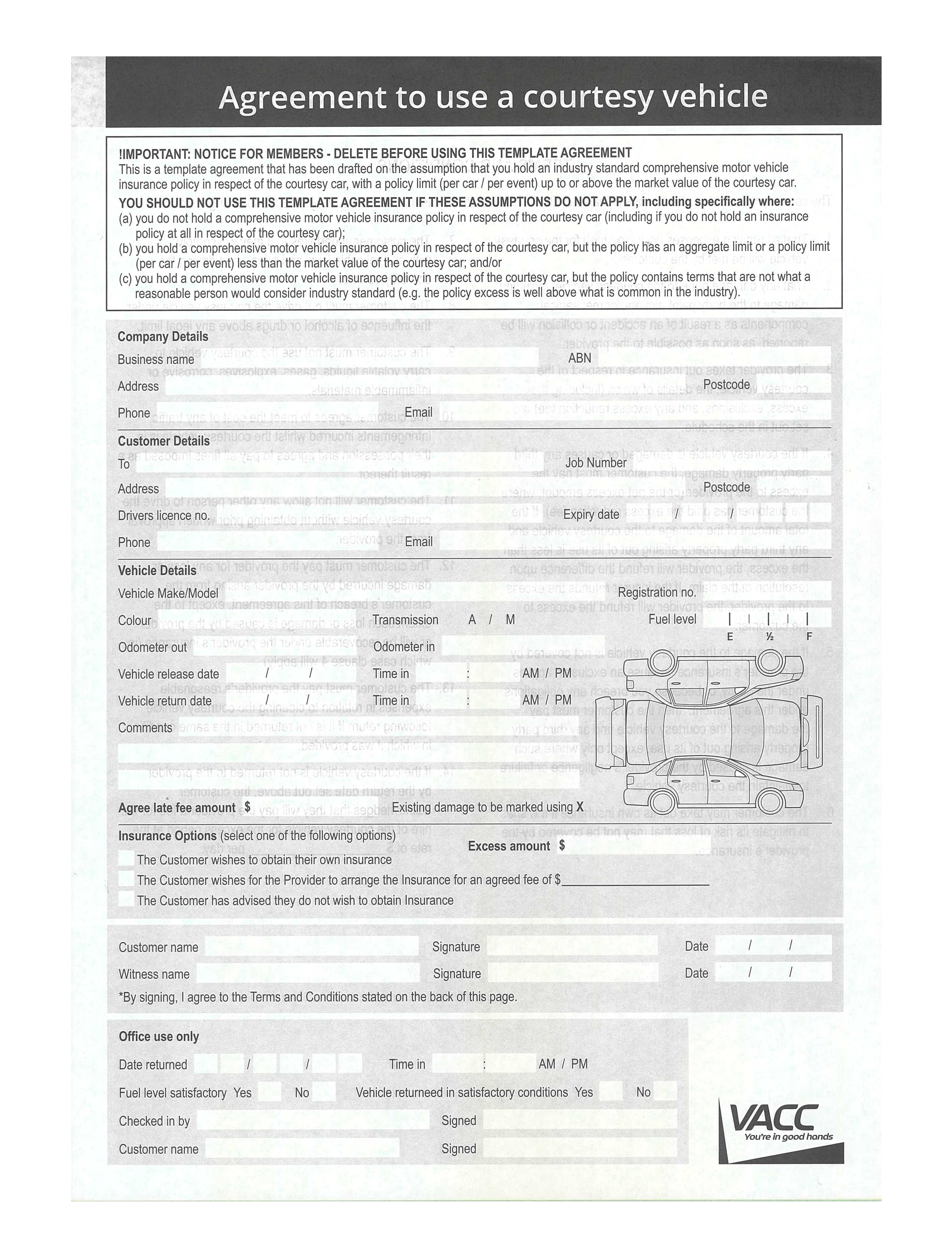 Courtesy Car Agreements