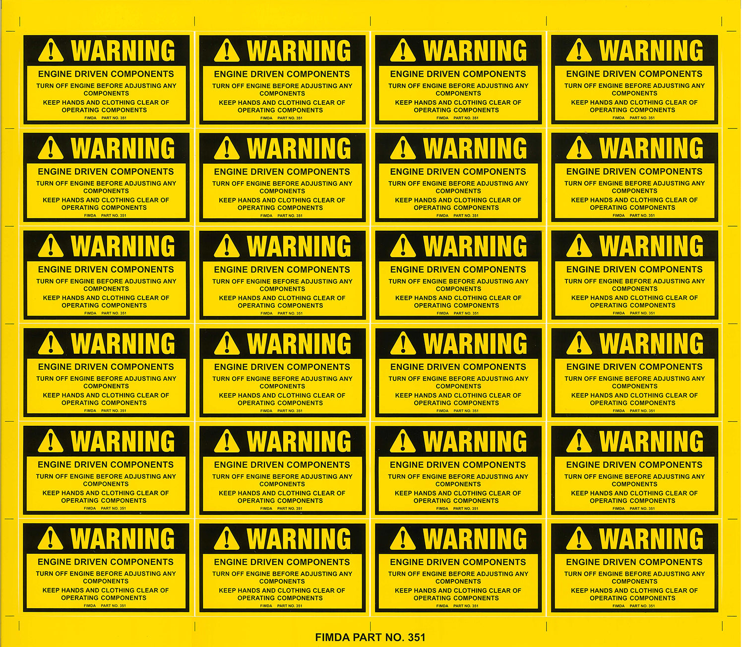 Engine Driven Components Hazard Warning Decals