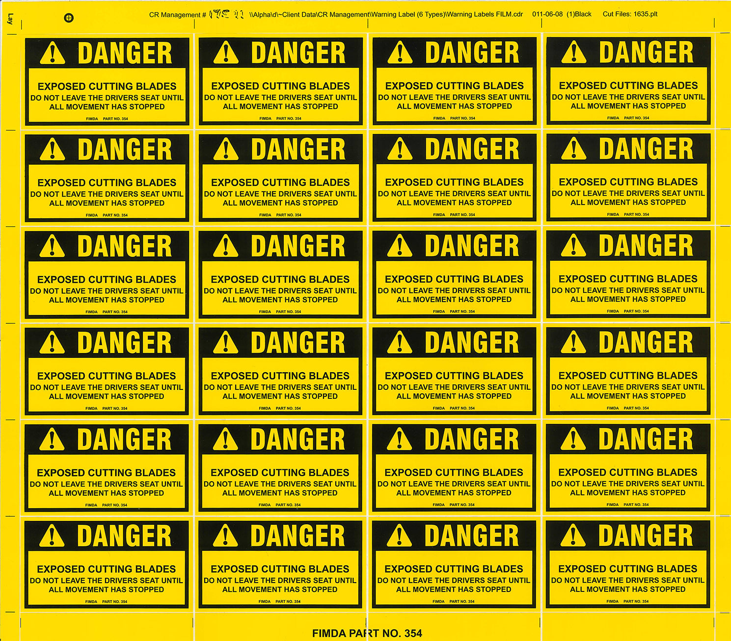 Exposed Cutting Blades Warning Decals