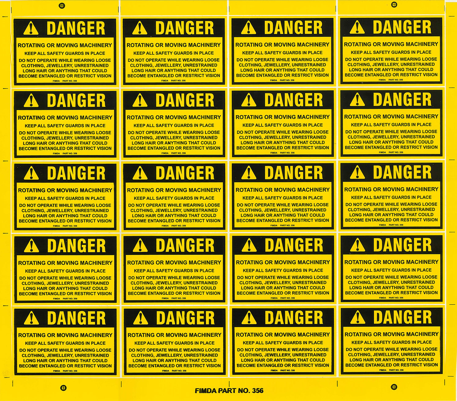 Rotating Moving Machinery Warning Decals