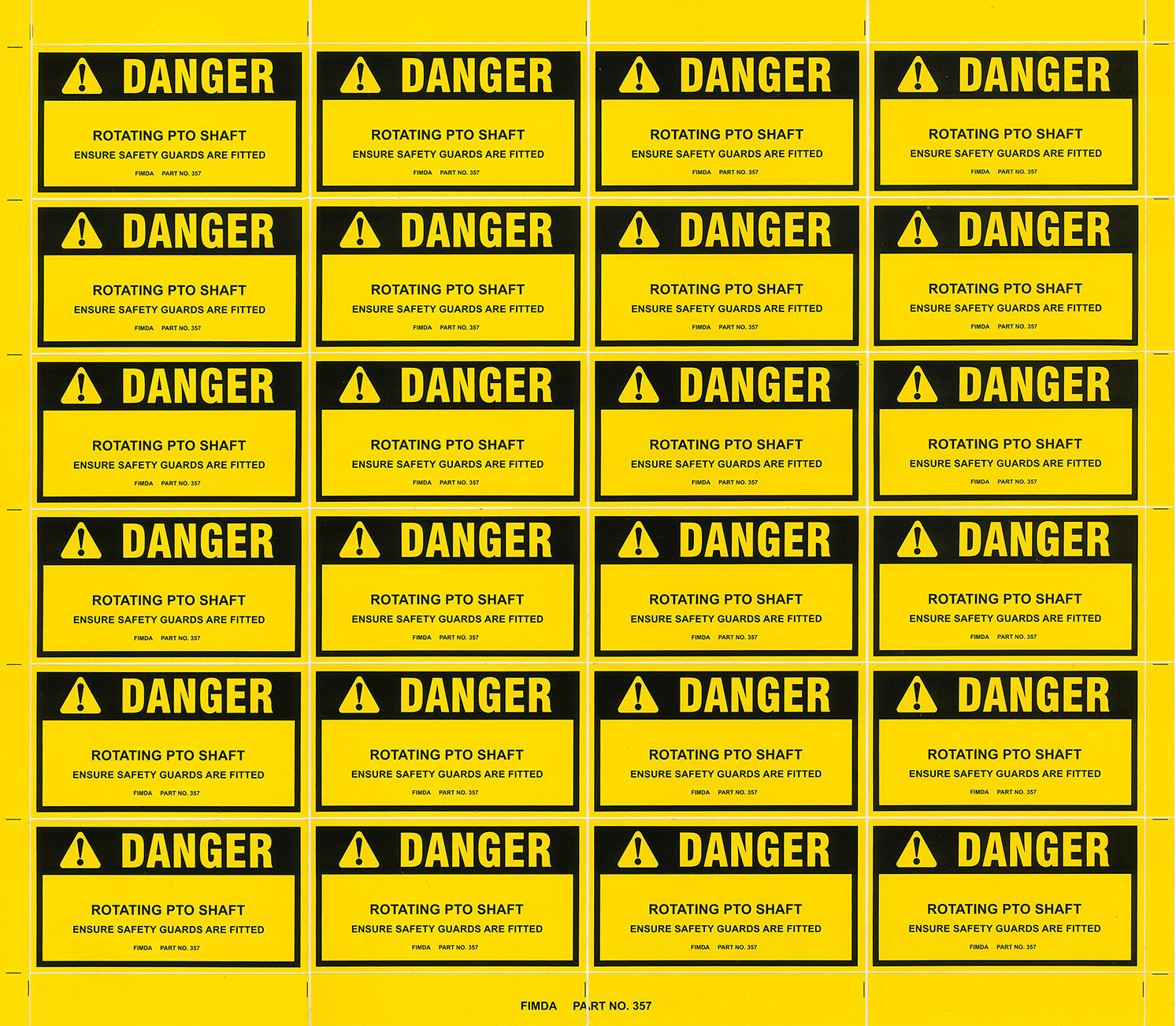 Rotating PTO Shaft Warning Decals