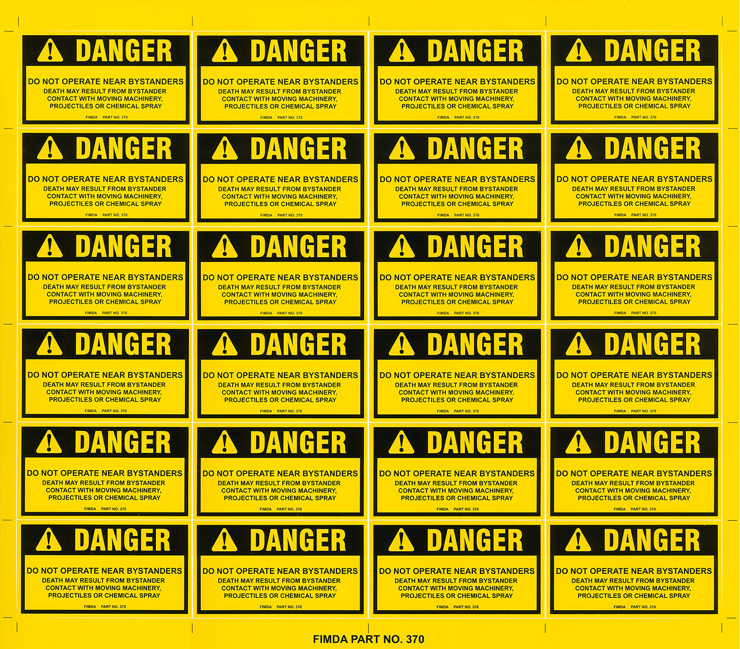 Warning Operation Near Bystanders Decals