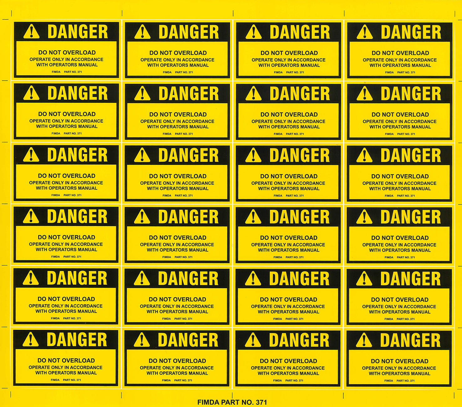 Do Not Overload Warning Decals