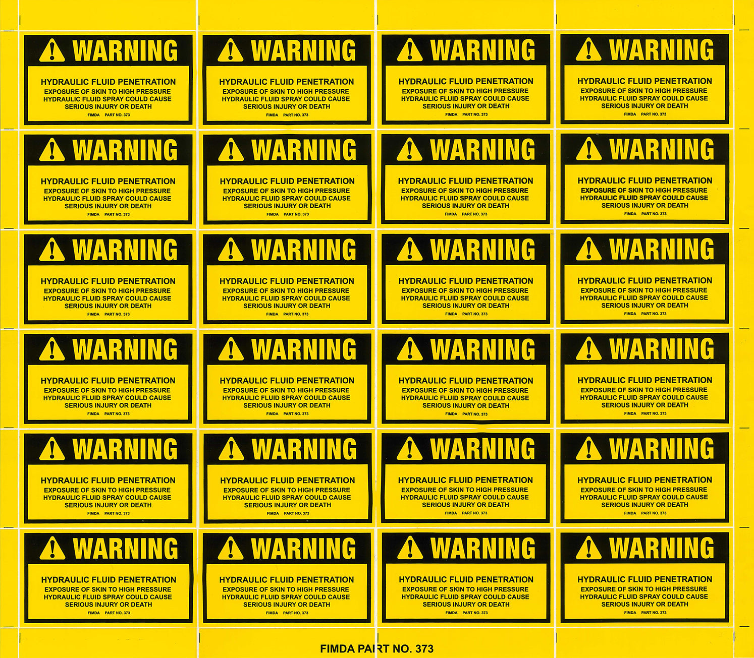 Hydraulic Fluid Penetration Warning Decals