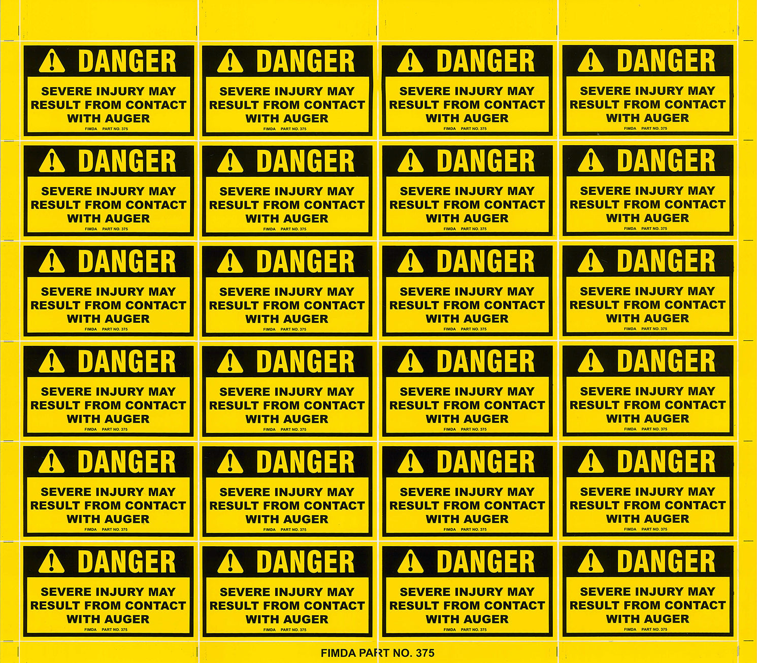 Contact with Auger Warning Decals