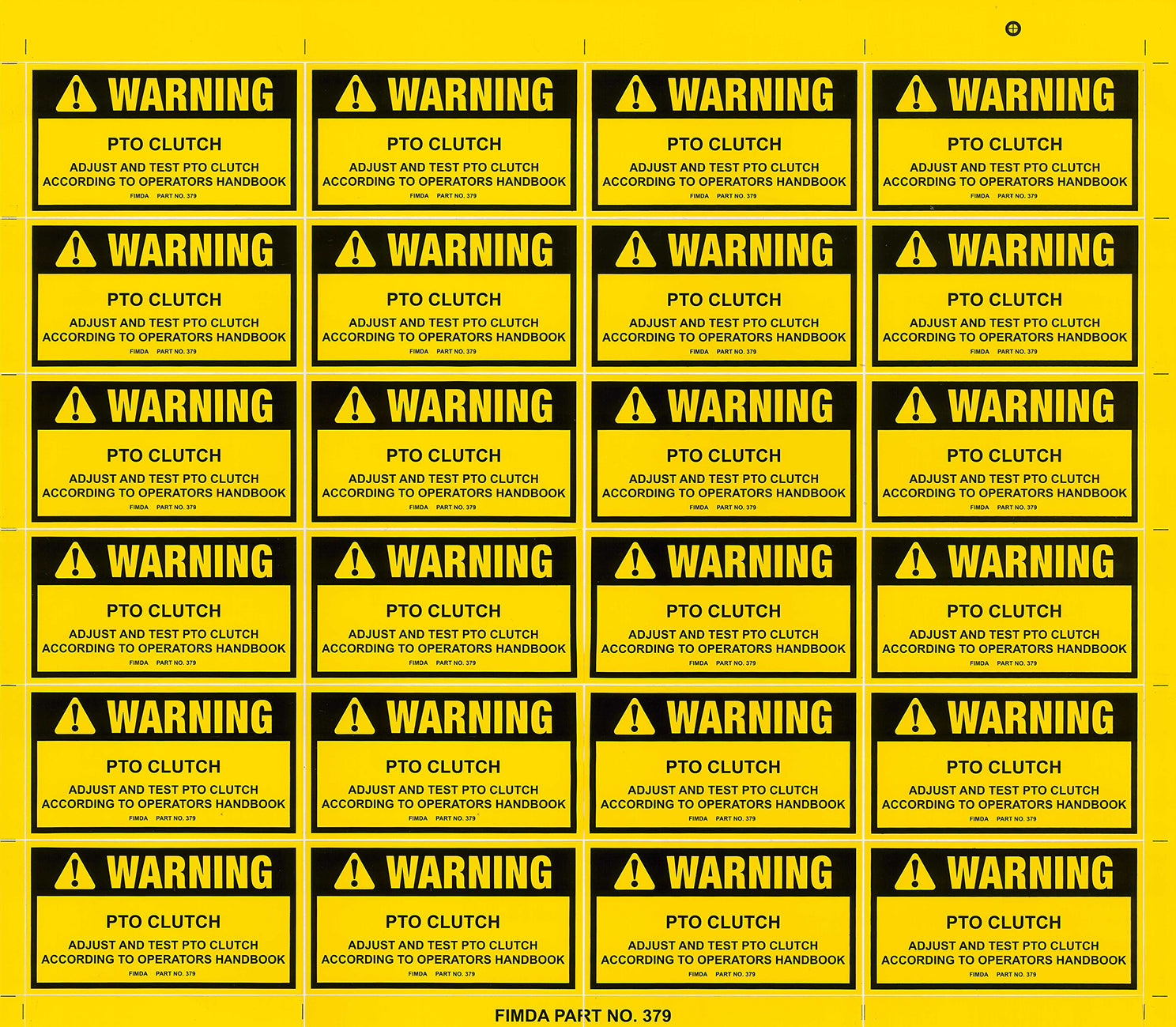 PTO Clutch Warning Decals
