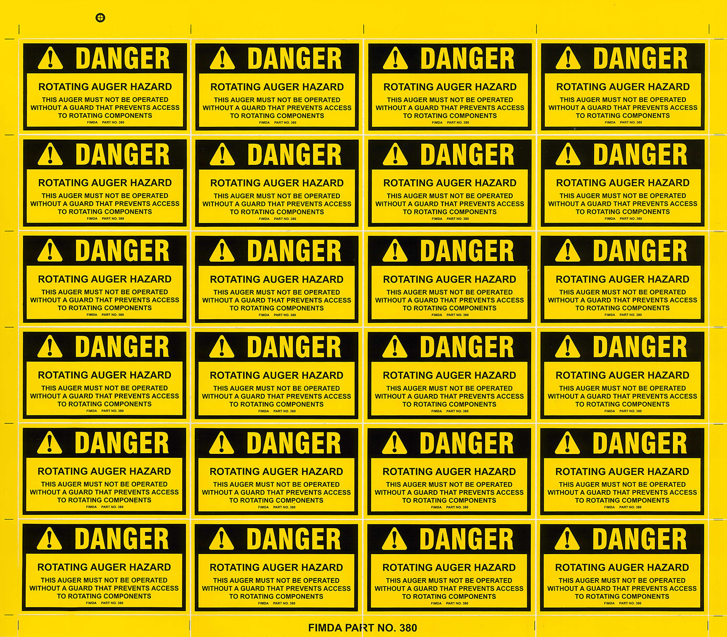Rotating Auger Hazard Warning Decals