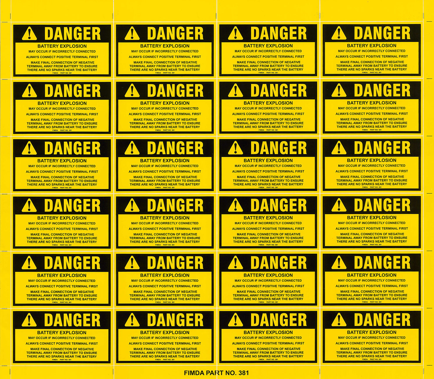 Battery Explosion Warning Decals