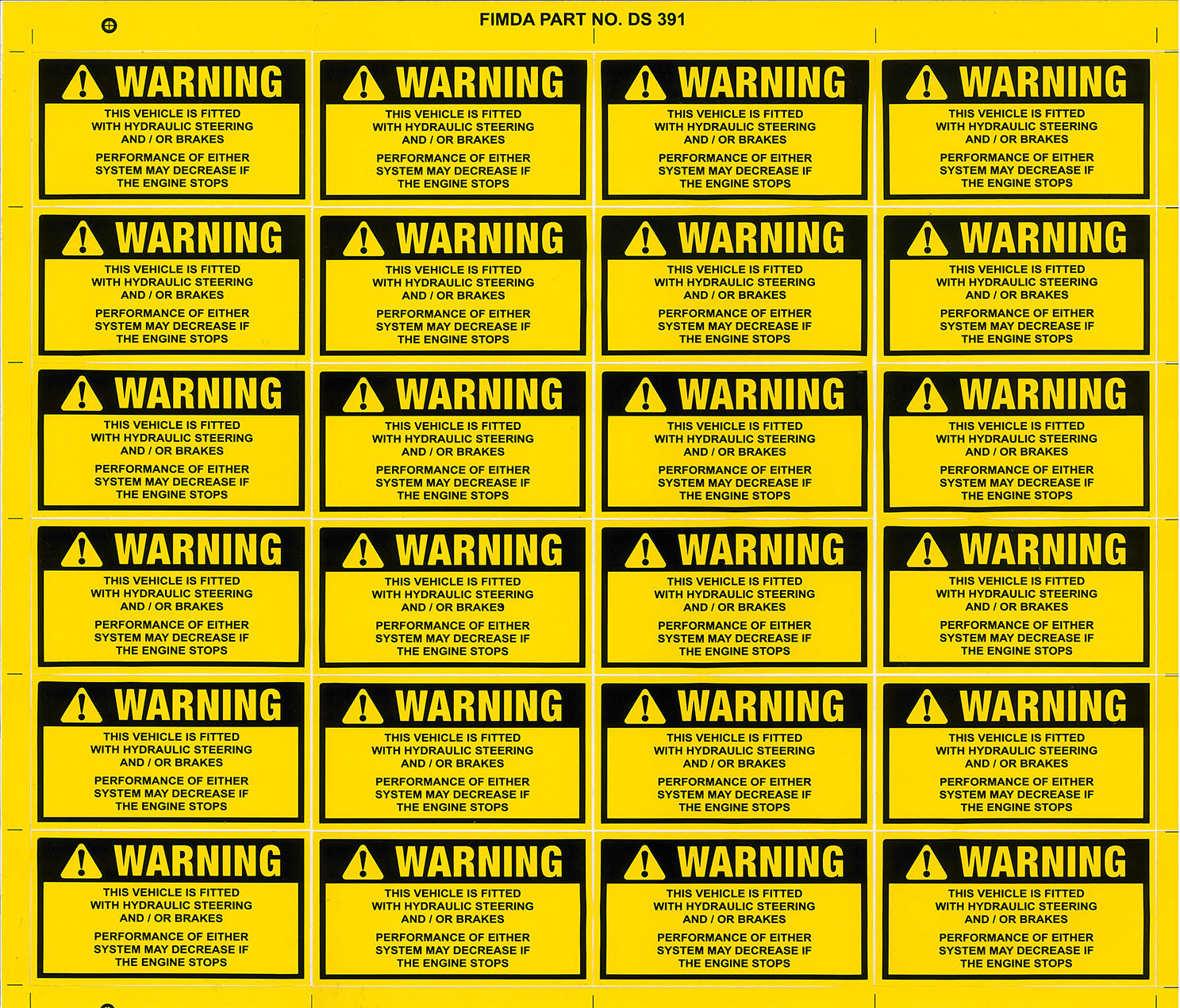 Hydraulic Steering/Brakes Warning Decals