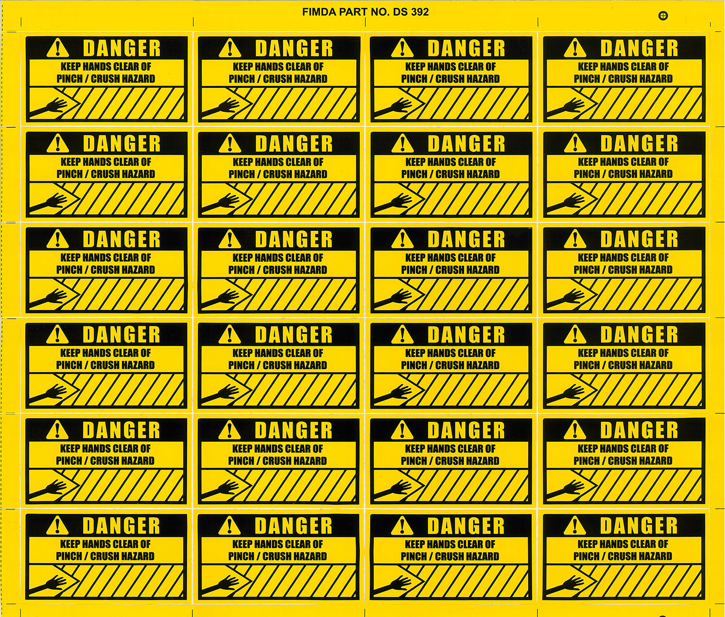 Keep Hands Clear Danger Decals