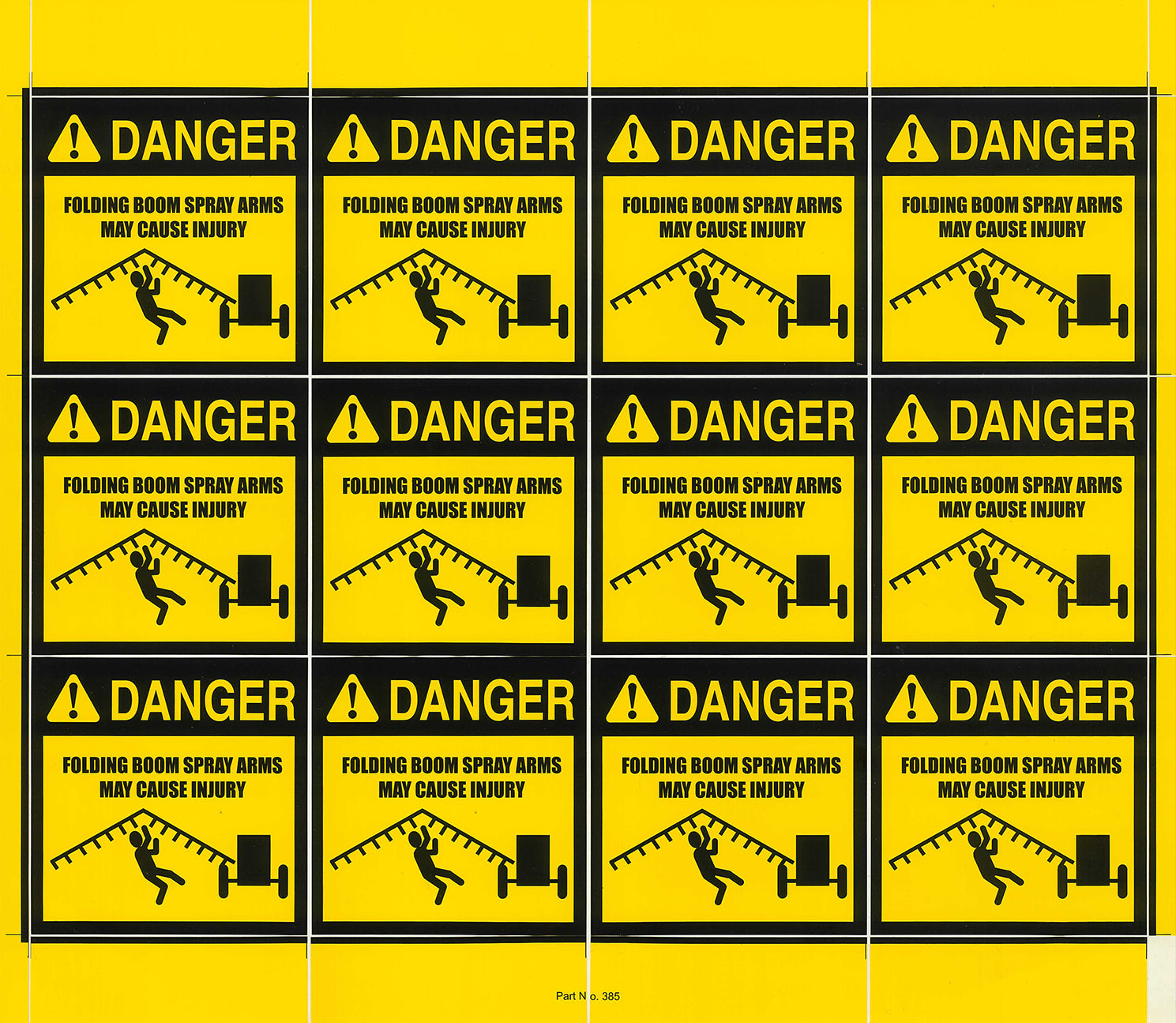 Folding Boom Arm Danger Decals