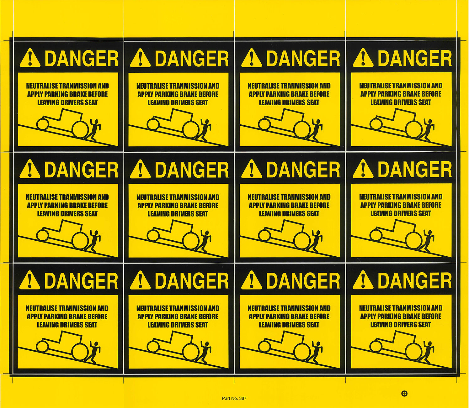 Apply Park Brake Danger Decals