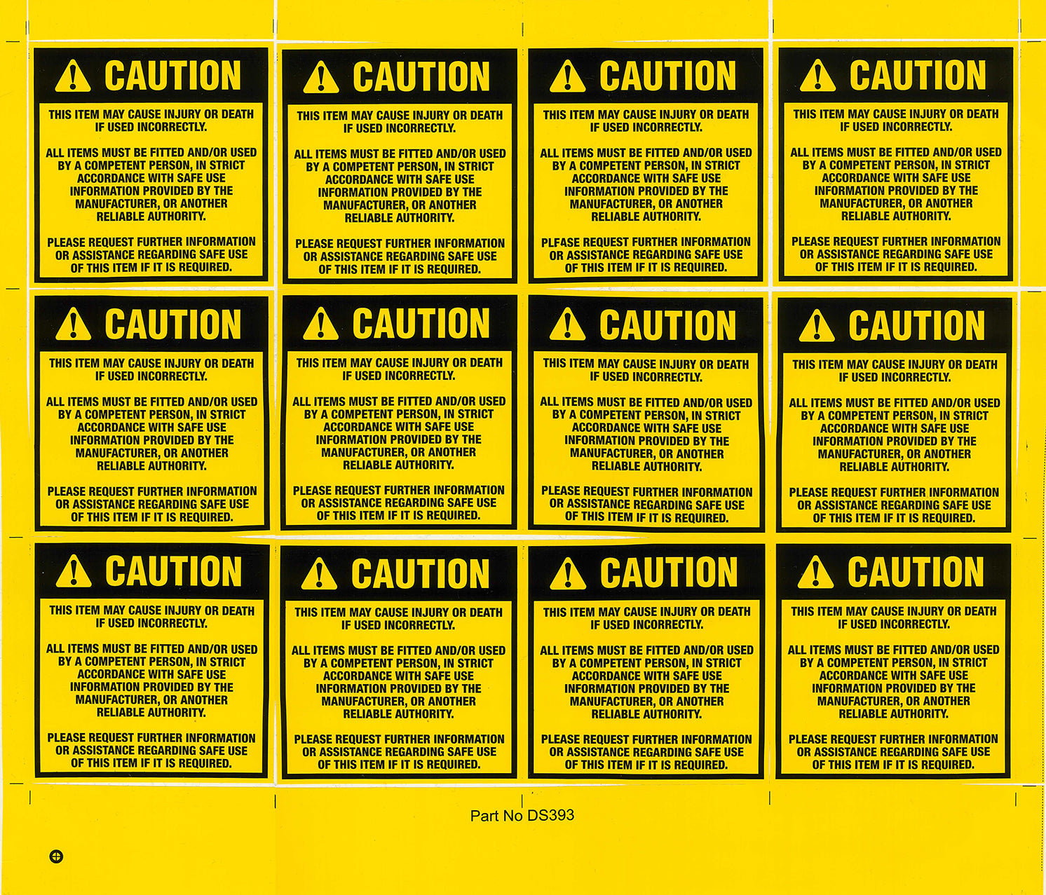 Incorrect Use Warning Decals
