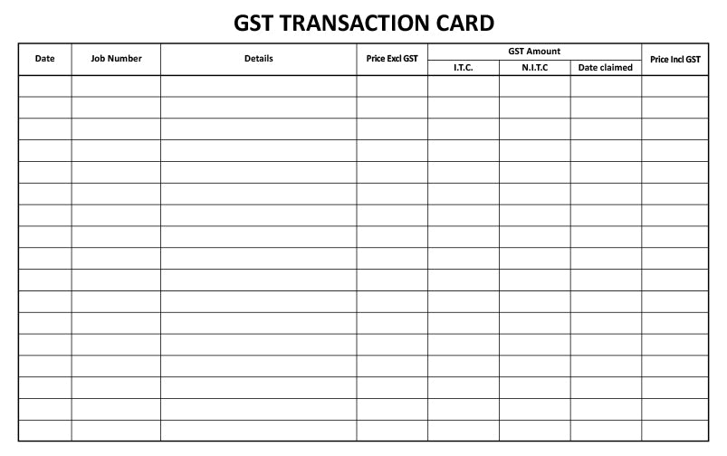 GST Transaction Card (Stock Card)