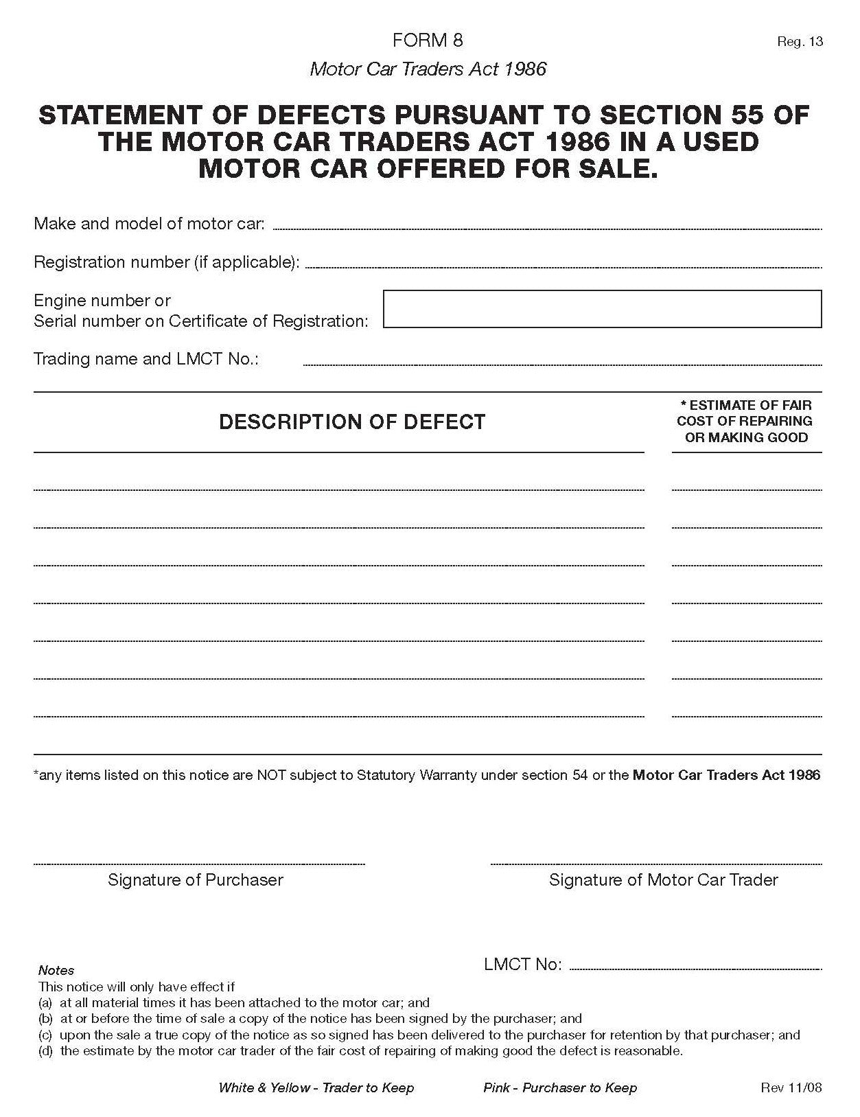 Statement of Defects