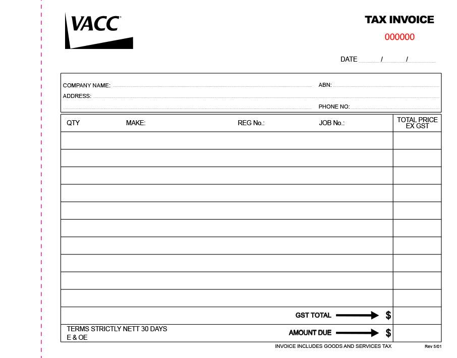 Small Tax Invoice Book - Non Personalised