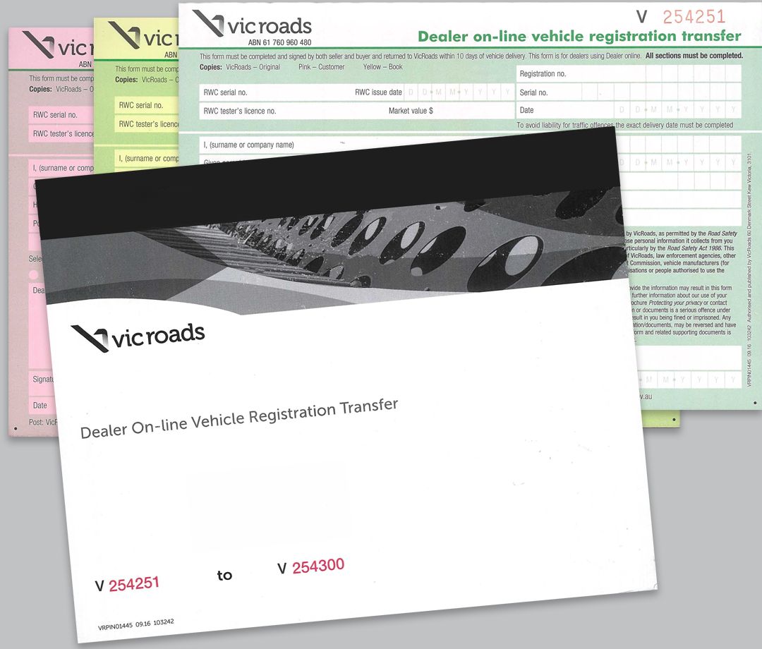 VicRoads A5 Dealer On-line Vehicle Registration Transfer