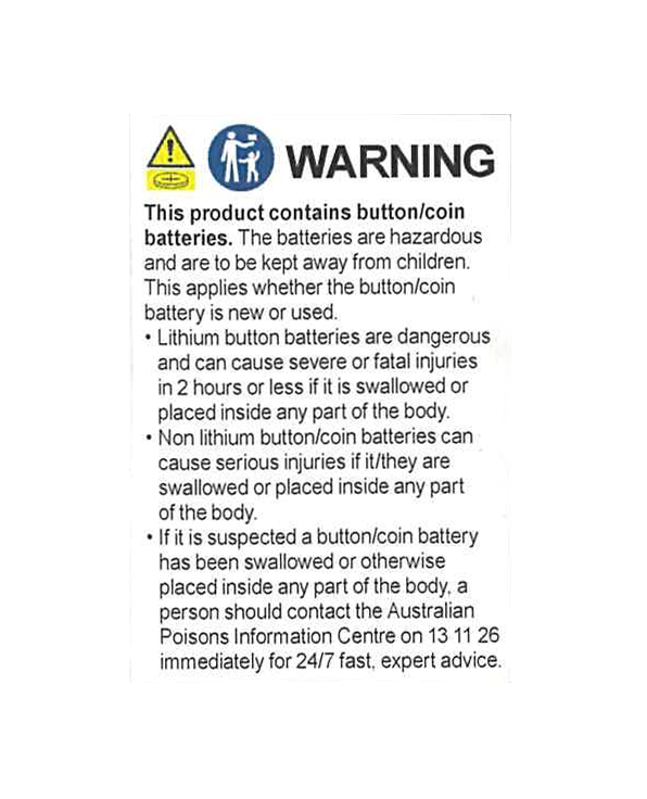 Warning Label - Key Fob